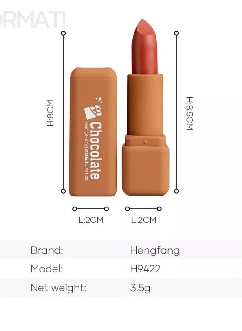 Heng Fang - Lipstick Longlasting Waterproof Chocolate Soft Matte Lipstick For Women - Image 1