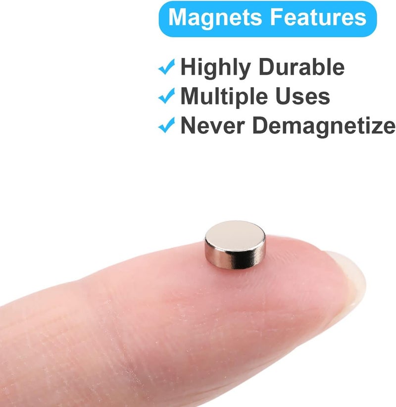 Sucrown 100Pcs Small Magnets, 5x2 mm Mini Tiny Round Magnet, Micro Neodymium Magnets for Crafts, Miniatures, Refrigerator, Whiteboard, Nail Cutter - Image 5