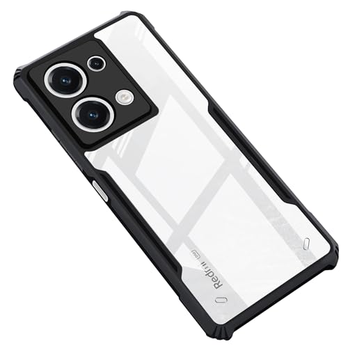 CEDO Backcover for Redmi Note 13 (5G) | Camera Protection Shockproof Bumper-Edge | Acrylic Crystal Clear 360 Degree Protection TPU+PC | Transparent Eagle Back Case Cover (Black) - Image 1
