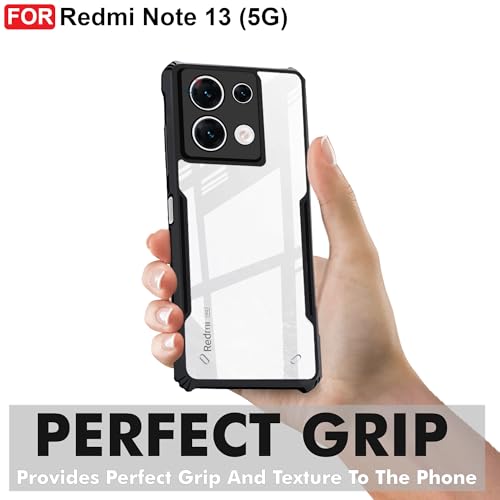 CEDO Backcover for Redmi Note 13 (5G) | Camera Protection Shockproof Bumper-Edge | Acrylic Crystal Clear 360 Degree Protection TPU+PC | Transparent Eagle Back Case Cover (Black) - Image 2