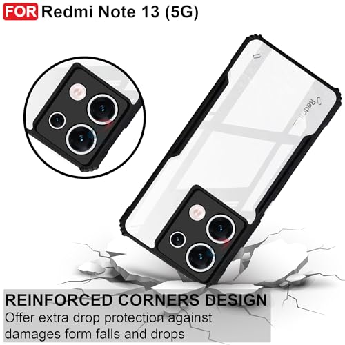 CEDO Backcover for Redmi Note 13 (5G) | Camera Protection Shockproof Bumper-Edge | Acrylic Crystal Clear 360 Degree Protection TPU+PC | Transparent Eagle Back Case Cover (Black) - Image 3