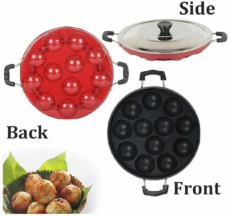 Bahurani Non-Stick Aluminium Pots and Pans Cooking Utensil Combo Set|1Liter| | APPAM NO-12 Handle LID 309 - Image 4