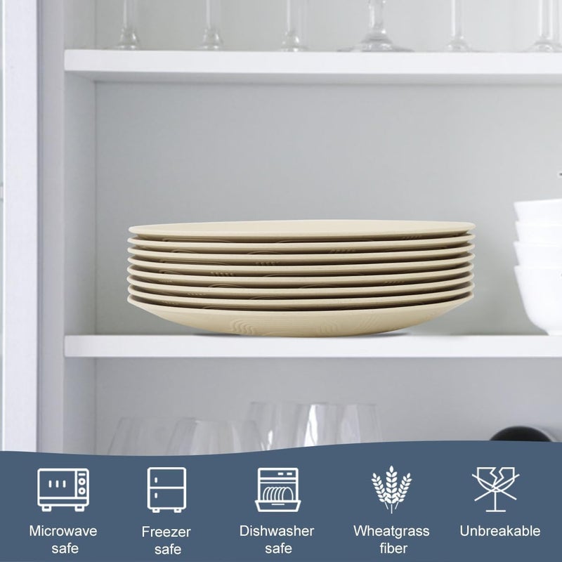 Homienly Wheat Straw Dinner Plates Set of 8  Alternative to Plastic  Microwave  Dishwasher Safe  Unbreakable  For Kitchen Camping Salad Appetizer Beige 10 inch - Image 5