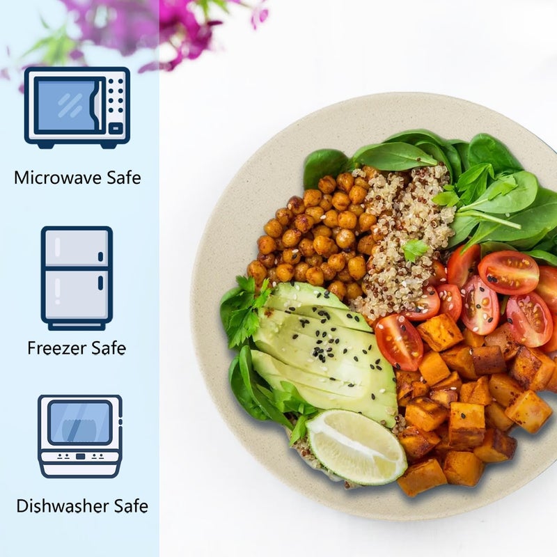 Homienly Wheat Straw Dinner Plates Set of 8  Alternative to Plastic  Microwave  Dishwasher Safe  Unbreakable  For Kitchen Camping Salad Appetizer Beige 10 inch - Image 4