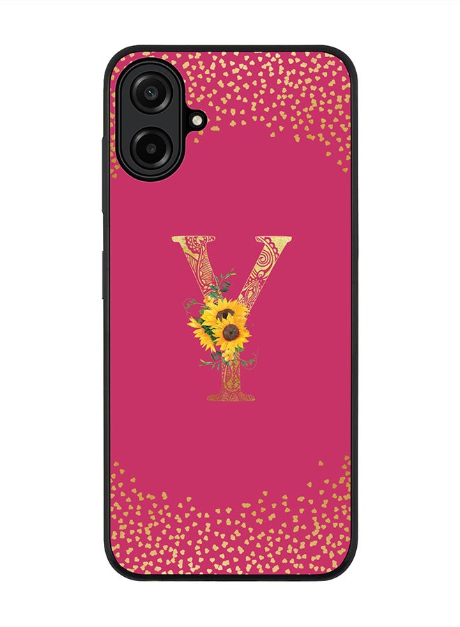 Stylizedd For Samsung Galaxy A07 4G Case,Slim fit Camera Protection, Shockproof Thin Phone cover  - Custom Floral Monogram - Y ( Deep Pink )