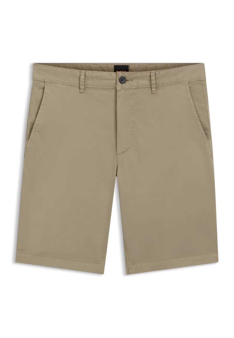 BOSS Light Brown Slim-fit shorts in stretch-cotton twill for Men | Best Price UAE