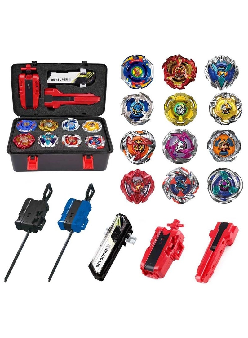 BeyBlade Bey Battling Top Burst Gyros Toy Set Toy Gift for Children Boys Ages 6 8 10 12+ Combat Battling Game 12 Burst Spinning Tops 3 Two Way Launchers Grip Starter - Image 1
