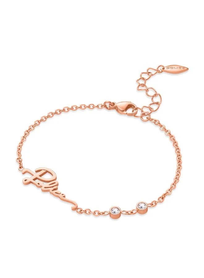 POLICE Petite Bracelet for Women Rose Gold Plating with  scriptPEJLB0002603