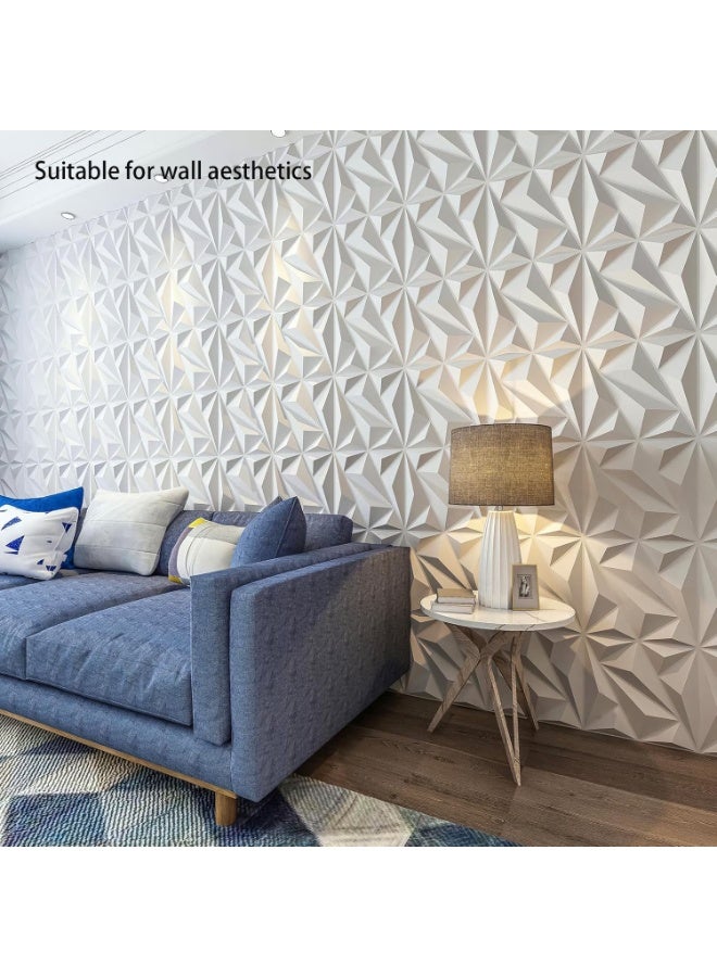 فلوشرينيك 3dwallpanels 12 حزمة من الألواح الجدارية ثلاثية الأبعاد على شكل ماسي لتزيين الجدران الداخلية، ألواح جدارية من البلاستيك PVC بنقشة زهور لغرفة المعيشة والردهة وغرفة النوم والفندق والمكتب، لون أبيض، 11.8 بوصة × 11.8 بوصة - Image 4