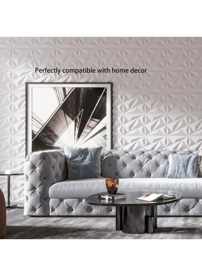 فلوشرينيك 3dwallpanels 12 حزمة من الألواح الجدارية ثلاثية الأبعاد على شكل ماسي لتزيين الجدران الداخلية، ألواح جدارية من البلاستيك PVC بنقشة زهور لغرفة المعيشة والردهة وغرفة النوم والفندق والمكتب، لون أبيض، 11.8 بوصة × 11.8 بوصة - Image 5