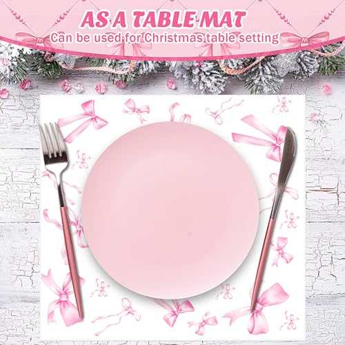 Marspark 100 Sheet Pink Bow Wax Paper Coquette Ribbon Bowknot Wrapping 11.4 x 11 Inches Lovely Pink Tissue Paper for Sandwich Burgers Greaseproof Wrapping for Picnic Birthday Wedding Party Packing - Image 2