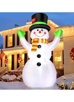 GGEROU 7FT Christmas Inflatables Giant Snowman Outdoor Decorations, Blow up Snow Man Yard Decor Built-in Bright LED Light Wear Magic Hat  - Image 2