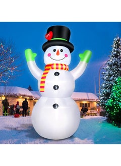 GGEROU 7FT Christmas Inflatables Giant Snowman Outdoor Decorations, Blow up Snow Man Yard Decor Built-in Bright LED Light Wear Magic Hat  - Image 1