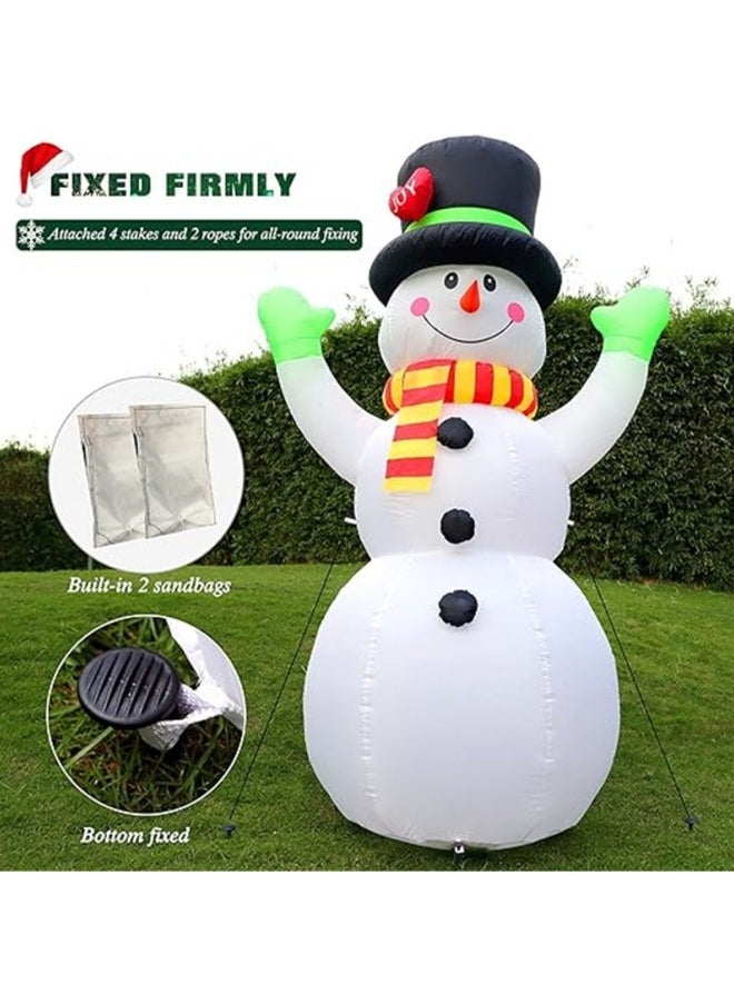 GGEROU 7FT Christmas Inflatables Giant Snowman Outdoor Decorations, Blow up Snow Man Yard Decor Built-in Bright LED Light Wear Magic Hat  - Image 5