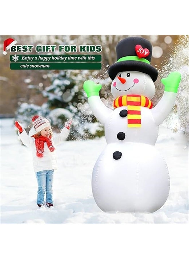 GGEROU 7FT Christmas Inflatables Giant Snowman Outdoor Decorations, Blow up Snow Man Yard Decor Built-in Bright LED Light Wear Magic Hat  - Image 4