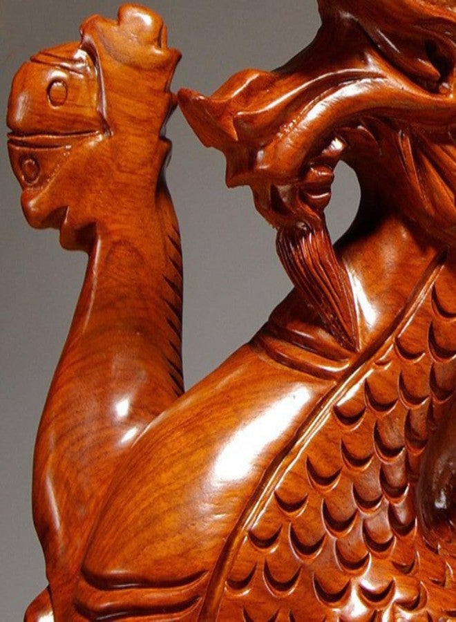 hobbyme 4 inches Wooden Chinese Feng Shui Dragon Statue for Office Home Tabletop Decor Fortune 2024 New Year Decoration Ornaments(Brown) - Image 2