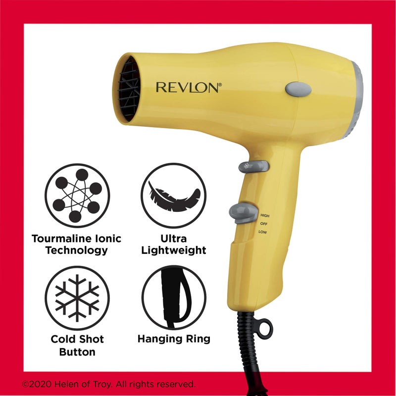 REVLON Compact Hair Dryer | 1875W Lightweight Design, Perfect for Travel, (Yellow) - Image 5