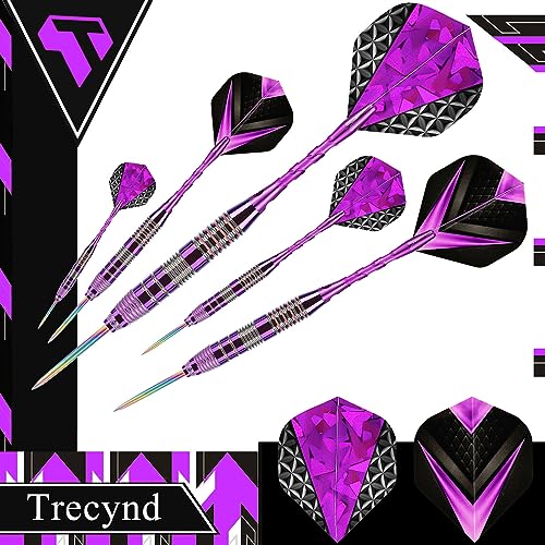Trecynd Darts Metal Tip Set 3 Aluminum Shaft Metal Dart Set Professional Darts Steel Tip Sets + Extra Dart Flights 3 Replace Plastic Shafts Beginner or Professional Darts 22g (Purple) - Image 3