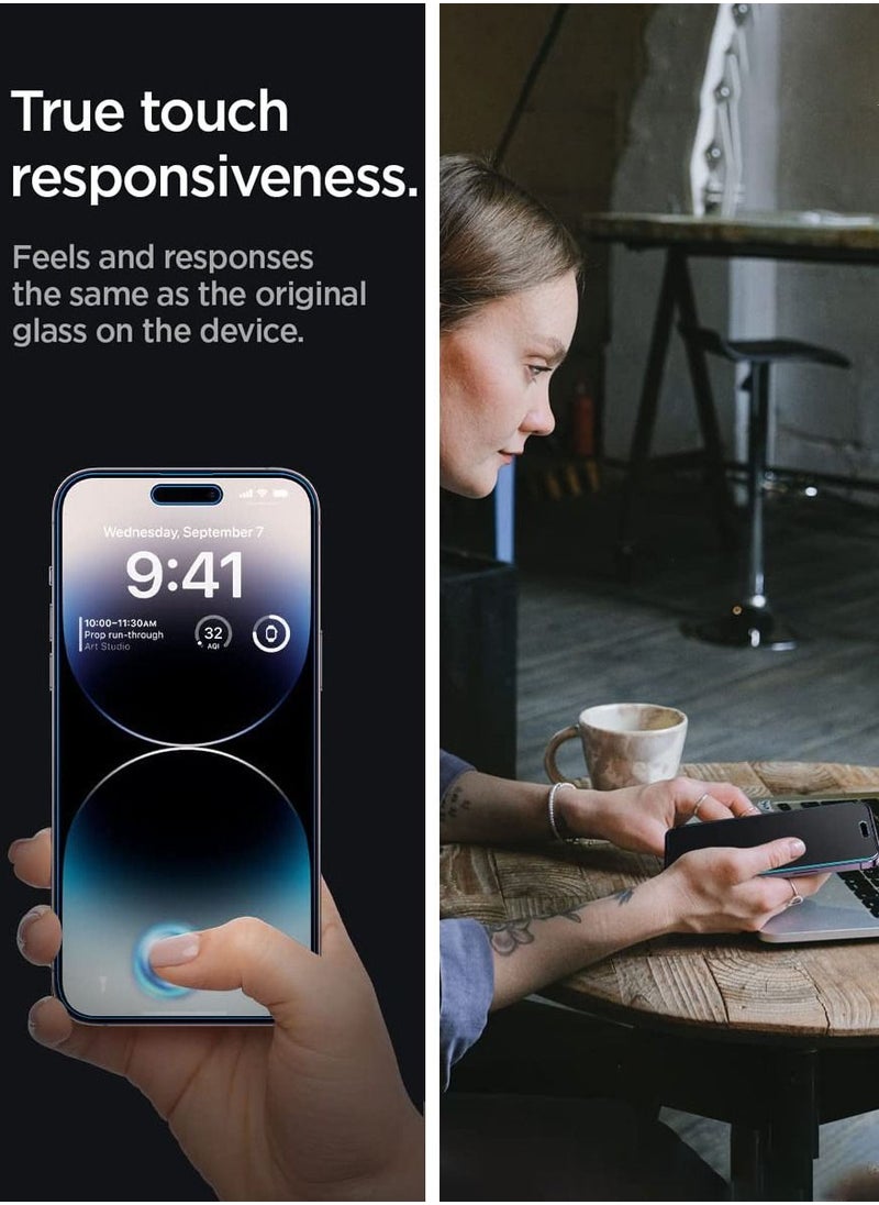 Spigen Glastr Ez Fit Privacy for iPhone 14 Pro Screen Protector Premium Tempered Glass with Auto Align Technology - 2 Pack  - Image 4