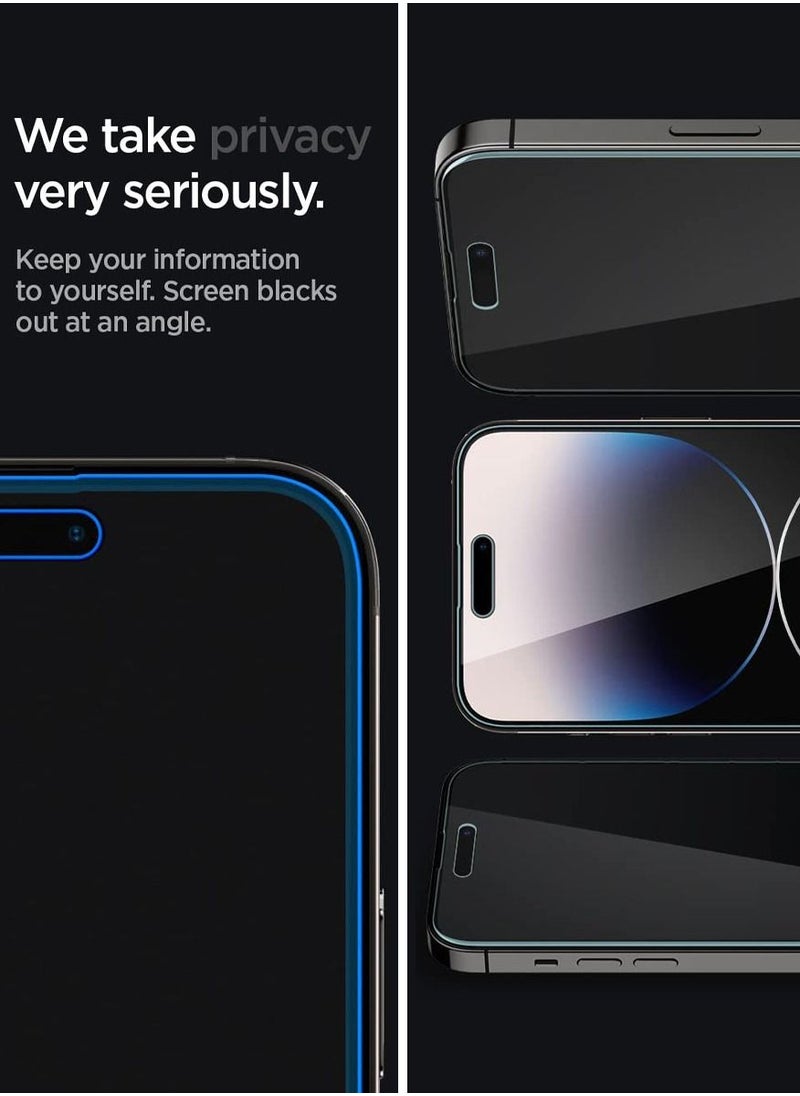 Spigen Glastr Ez Fit Privacy for iPhone 14 Pro Screen Protector Premium Tempered Glass with Auto Align Technology - 2 Pack  - Image 3