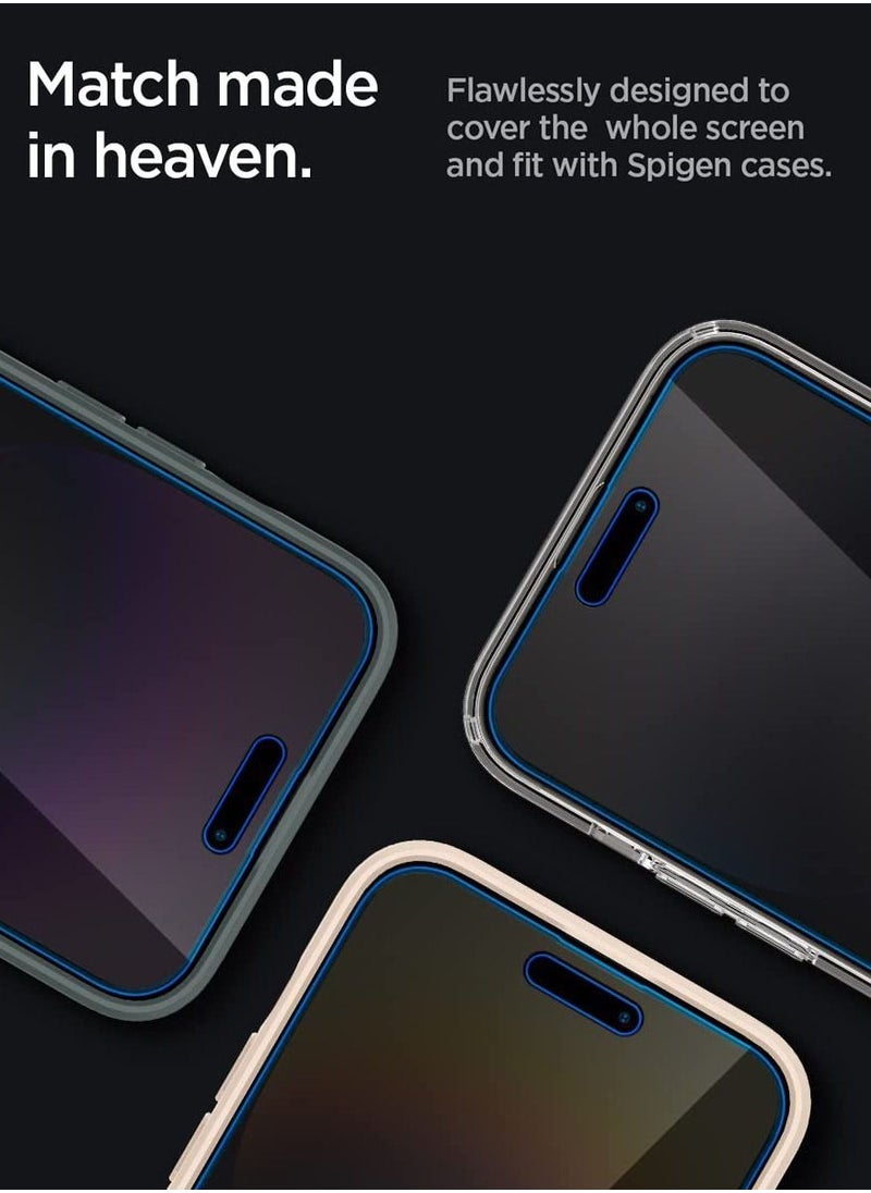Spigen Glastr Ez Fit Privacy for iPhone 14 Pro Screen Protector Premium Tempered Glass with Auto Align Technology - 2 Pack  - Image 5