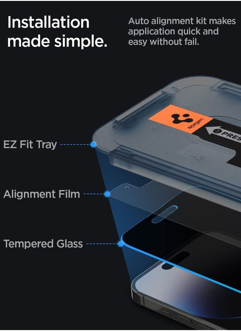 Glastr Ez Fit Privacy for iPhone 14 Pro Screen Protector Premium Tempered Glass with Auto Align Technology - 2 Pack