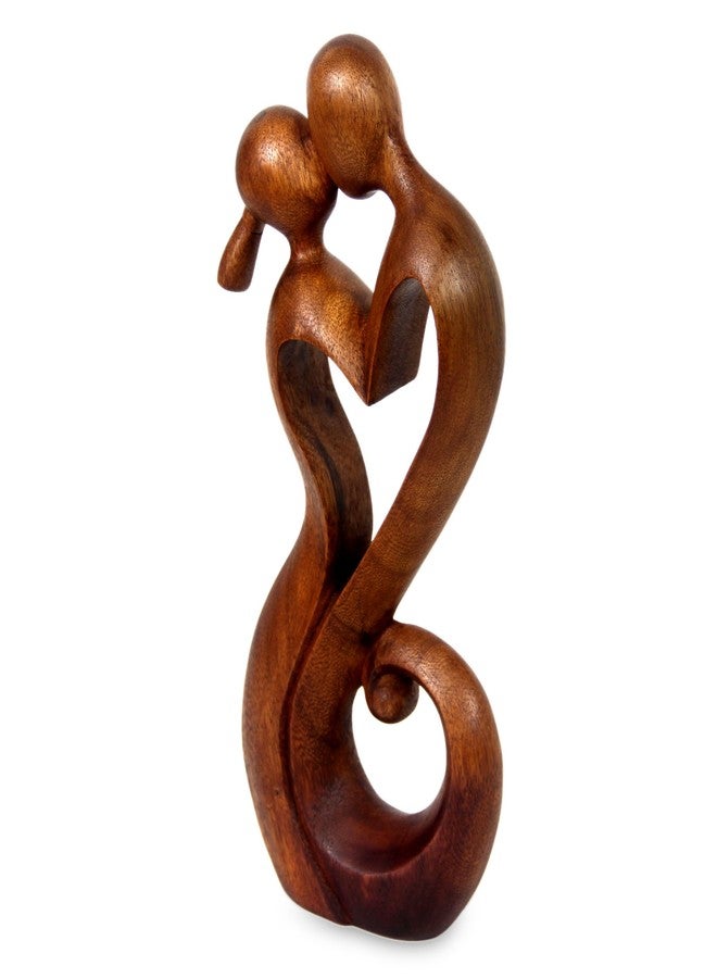 NOVICA Brown Romantic Suar Wood Sculpture , 11.75" Tall 'Everlasting Kiss' - Image 4