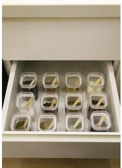 DNS 12-pack 200 ml Acrylic Spice Jar Storage Container with Vacuum Lid and Jar with Transparent Label Gift  - Image 1