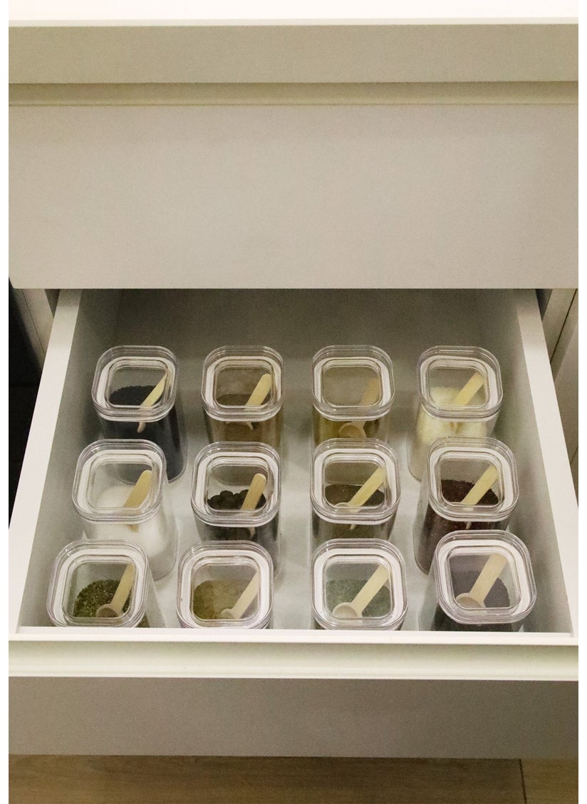 DNS - 12-pack 200 ml Acrylic Spice Jar Storage Container with Vacuum Lid and Jar with Transparent Label Gift - Image 1