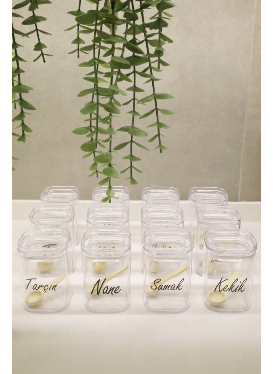 DNS - 12-pack 200 ml Acrylic Spice Jar Storage Container with Vacuum Lid and Jar with Transparent Label Gift - Image 1