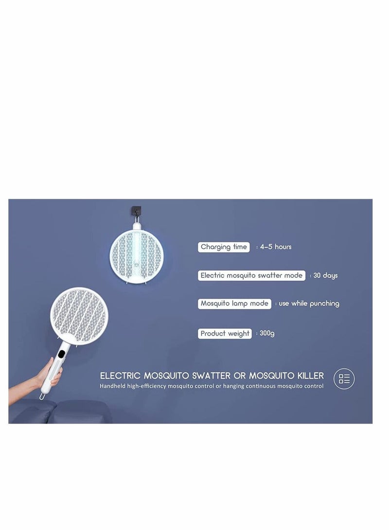 KASTWAVE Electric Fly Swatter, Fold Mosquito Zapper Handheld Mosquito Zapper Killer 3000 Volt Insect Fly Trap, Fly Zapper Racket for Indoor and Outdoor Pest Control Large Size with LED Light and 2 Layer Mesh - Image 3