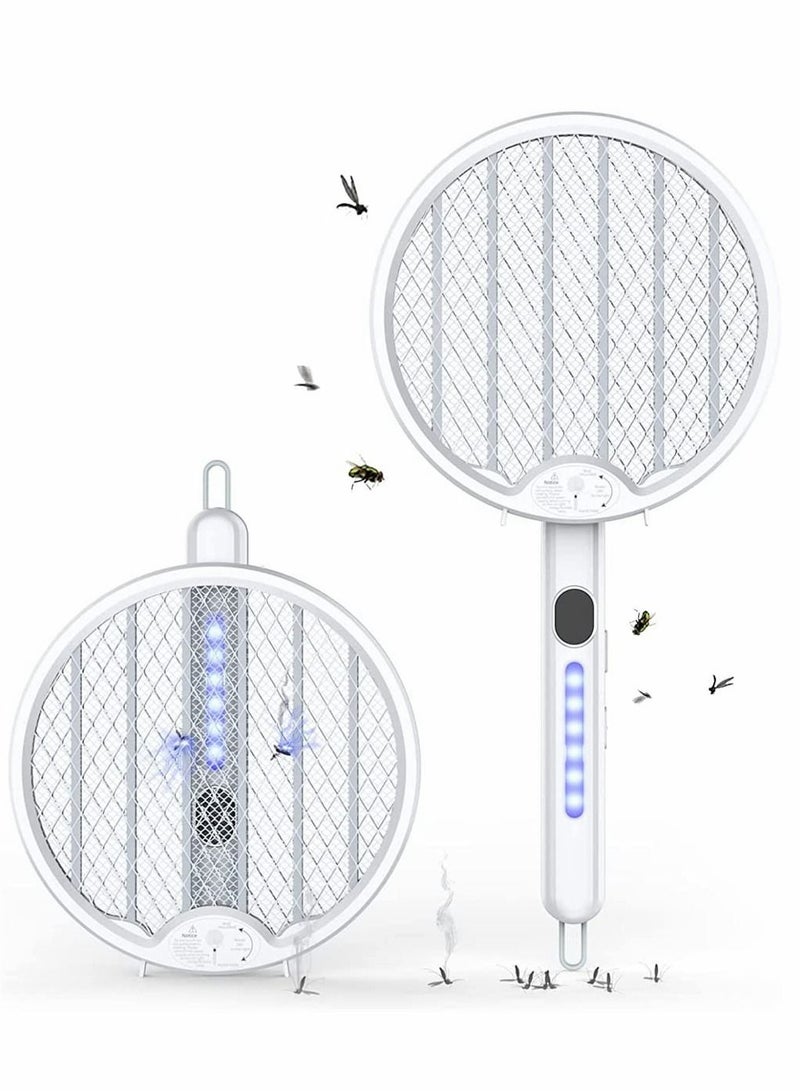 KASTWAVE Electric Fly Swatter, Fold Mosquito Zapper Handheld Mosquito Zapper Killer 3000 Volt Insect Fly Trap, Fly Zapper Racket for Indoor and Outdoor Pest Control Large Size with LED Light and 2 Layer Mesh - Image 1