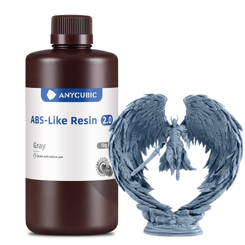 ANYCUBIC 2nd Gen Resin Technology ABSLike Resin 20 3D Printer Resin with High Toughness More Precise Details Low Odor Wide Compatibility for All LCD Resin 3D Printers Grey 1kg - Image 2