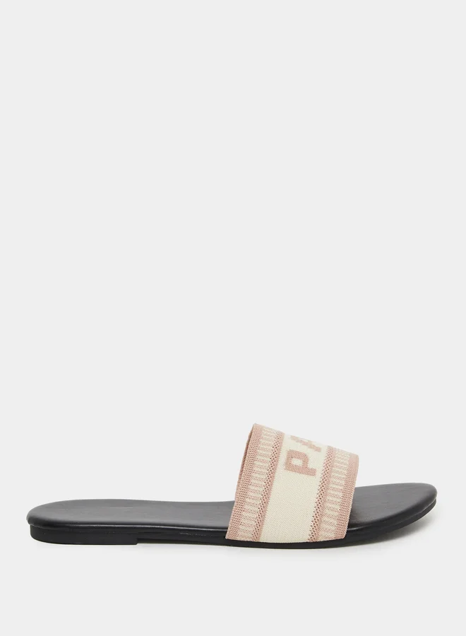Take Two Take Two Slogan Strap Flat Sandals