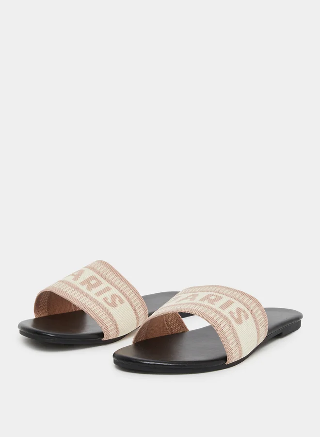 Take Two Take Two Slogan Strap Flat Sandals