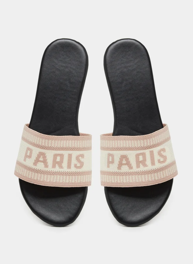 Take Two Take Two Slogan Strap Flat Sandals