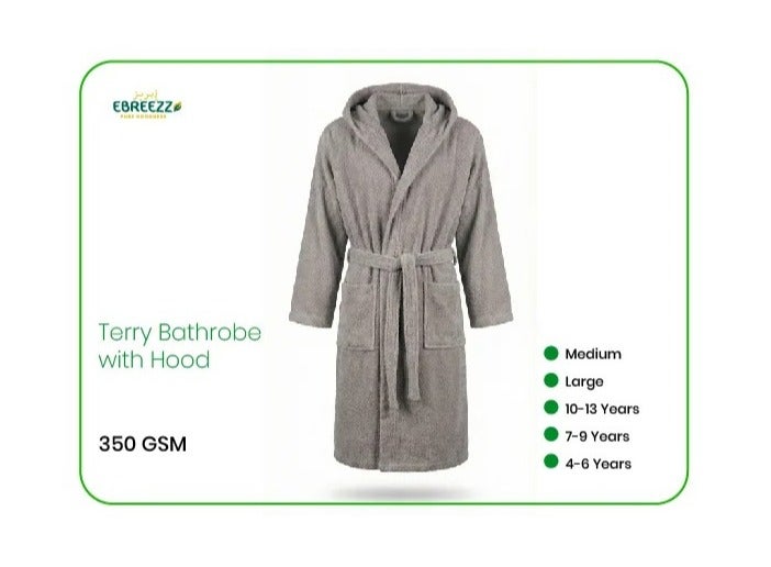 روب حمام فاخر من القطن تيري مع غطاء للرأس - روب فائق النعومة والامتصاص بوزن 350 جرامًا للمتر المربع