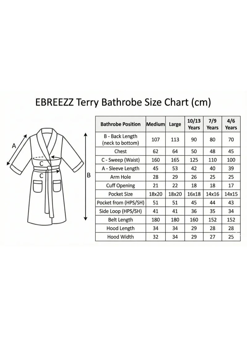 EBREEZZ Premium Terry Cotton Bathrobe with Hood – 350 GSM Ultra Soft Absorbent Robe - Image 2