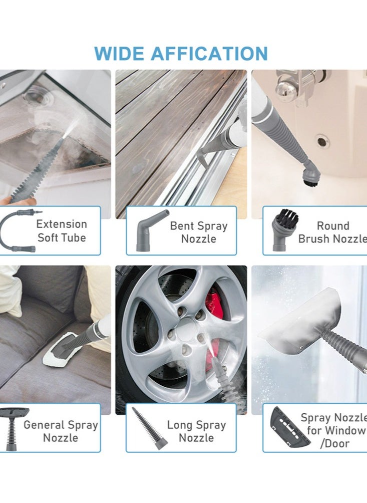 Joshberg Handheld Steam Cleaner, Steamer for Cleaning with 9 Accessories, Multipurpose Portable Upholstery Steamer with Safety Lock for Carpet Curtain Car Seat to Remove Grime, Grease, Save Time and Effort  - Image 5