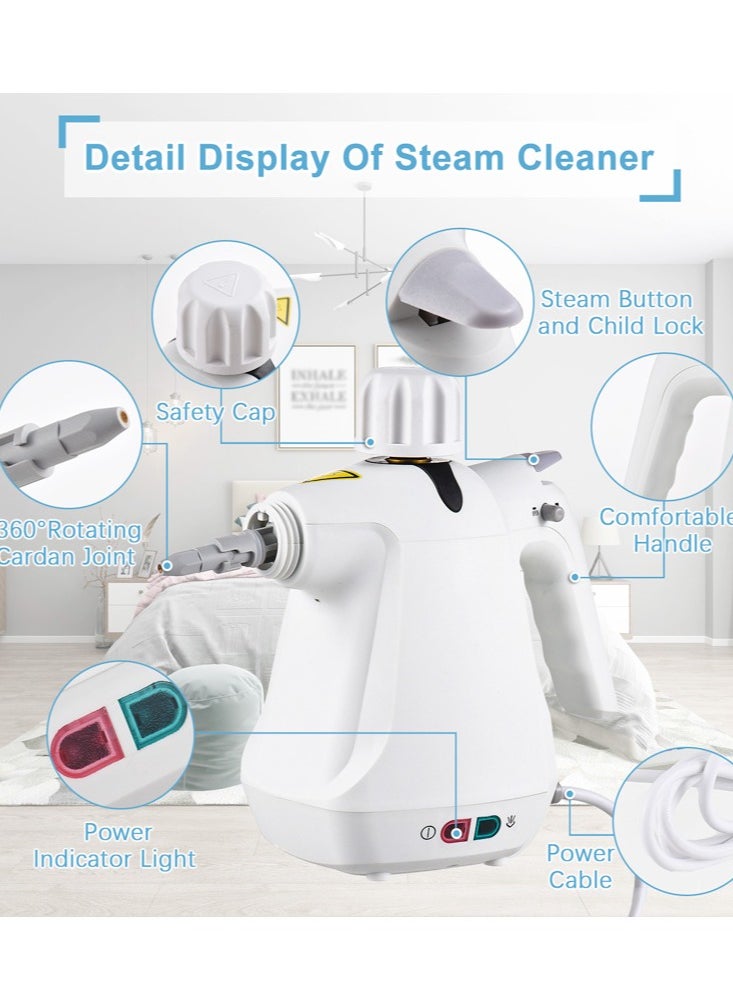 Joshberg Handheld Steam Cleaner, Steamer for Cleaning with 9 Accessories, Multipurpose Portable Upholstery Steamer with Safety Lock for Carpet Curtain Car Seat to Remove Grime, Grease, Save Time and Effort  - Image 3