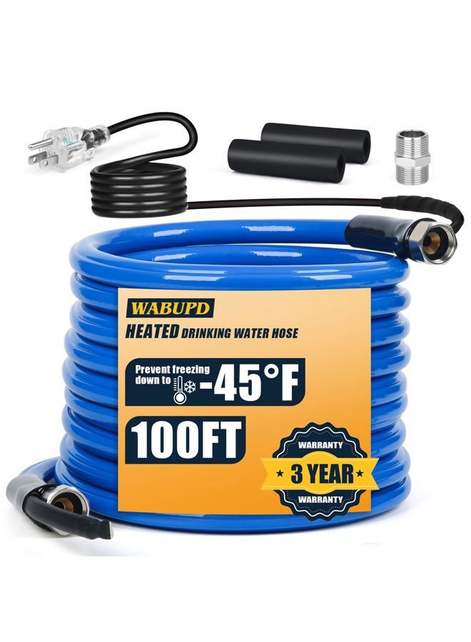 WABUPD Heated Water Hose for RV,Heated Drinking Water Hose with Thermostat,Lead and BPA Free,1/2" Inner Diameter,Temperatures Down to -40°F Self-Regulating,Blue Appearance (100FT) - Image 1