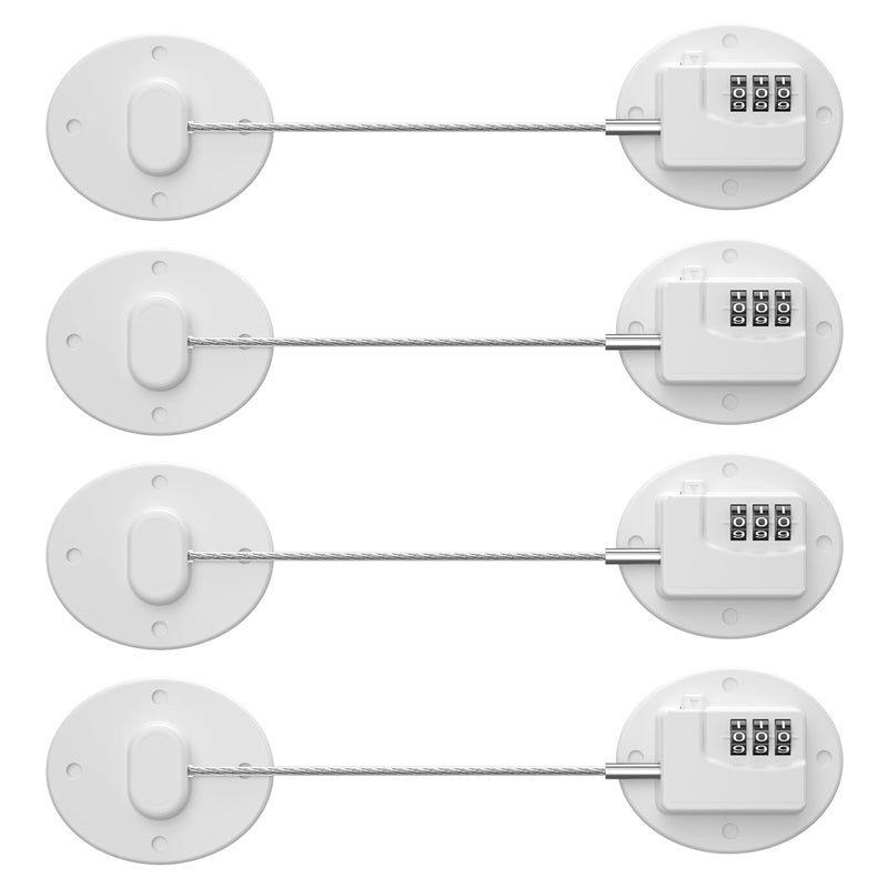 Rofio Refrigerator Lock - Heavy Duty Combination Fridge Lock, Child Proof Cabinet Locks,No Keys Needed(White- 4 Pack) - Image 1