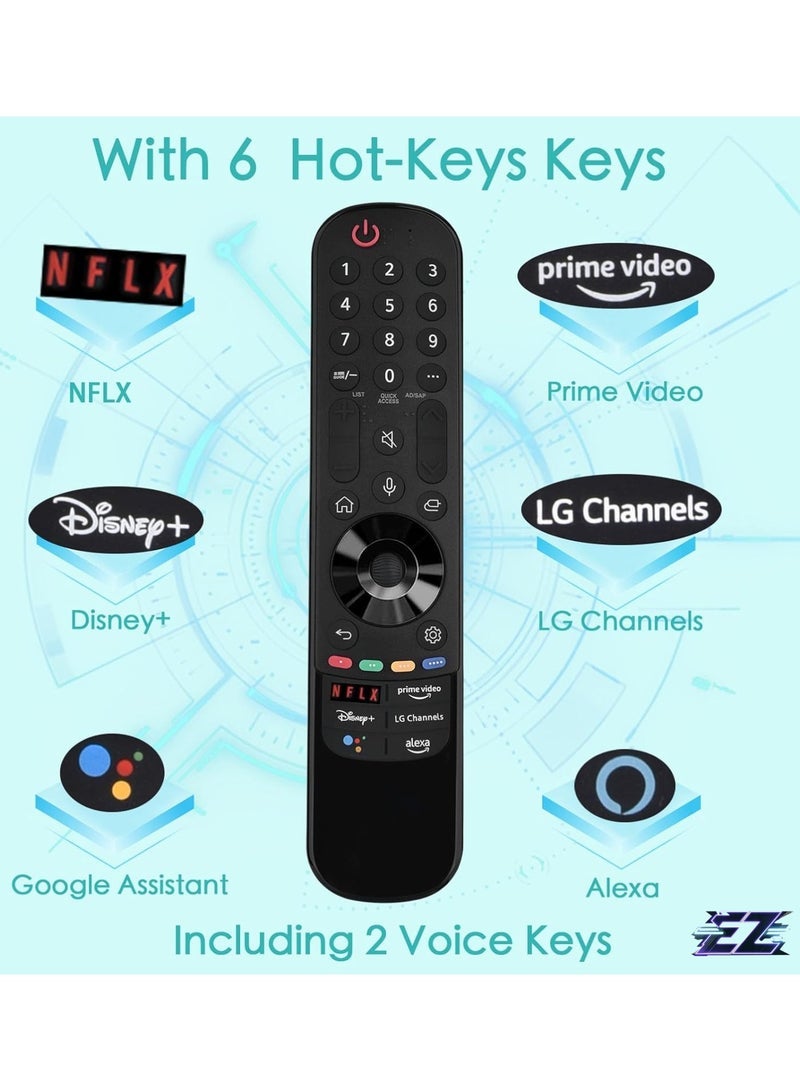 PopZa Replacement LG Magic Remote Control for Smart TV – Compatible with 2019-2022 LG OLED, QNED, and NANOCell TVs – Includes Voice and Pointer Function – with Battery - Image 2
