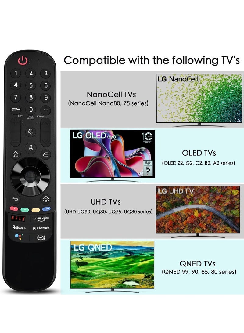 PopZa Replacement LG Magic Remote Control for Smart TV – Compatible with 2019-2022 LG OLED, QNED, and NANOCell TVs – Includes Voice and Pointer Function – with Battery - Image 3