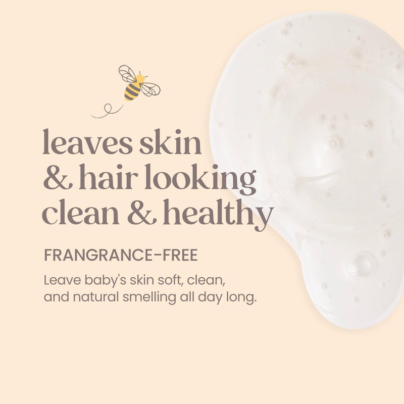 Burt's Bees شامبو وغسول أطفال من بيرتس بيز، خالي من العطور وخالي من الدموع - زجاجة سعة 12 أونصة، عبوة من 3 - Image 3