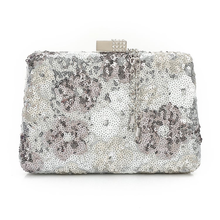 Mr.joe Mr Joe Silver Floral Sequin Evening Clutch Bag -4158 - Image 1