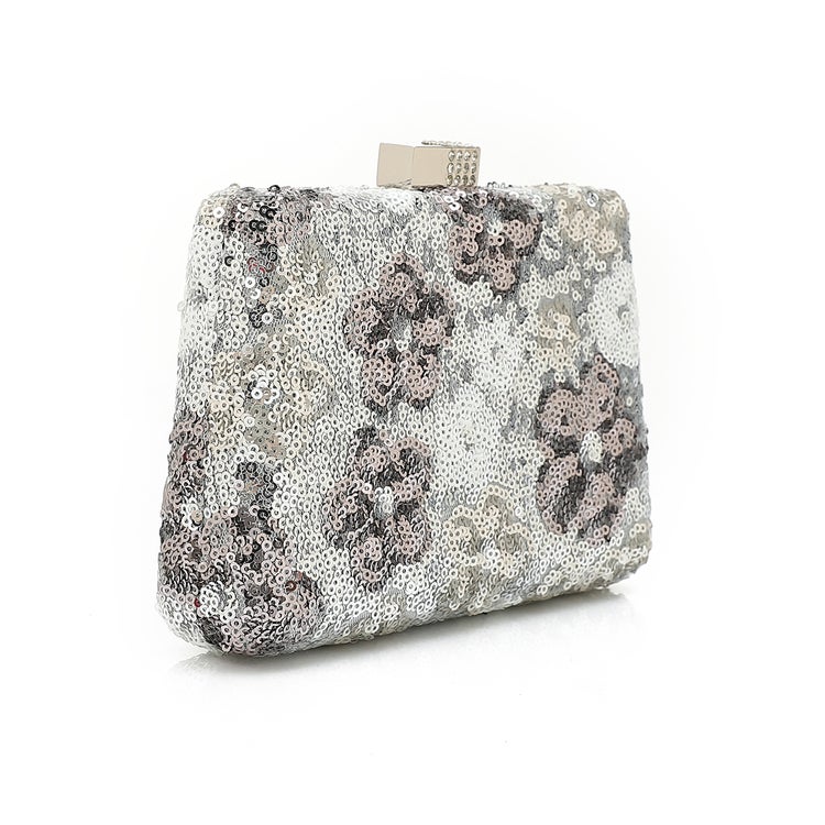 Mr.joe Mr Joe Silver Floral Sequin Evening Clutch Bag -4158 - Image 3