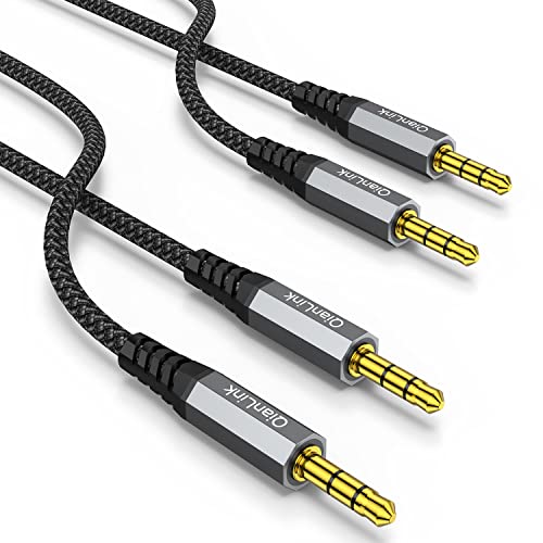 QianLink 2 Pack AUX Cable, (6.6ft/2m, Hi-Fi Sound) 3.5mm TRS Auxiliary Audio Cable Nylon Braided Cord Compatible with Car,Home Stereos,Speaker,iPod iPad,Headphones,Sony,Echo Dot,Beats (Grey) - Image 1