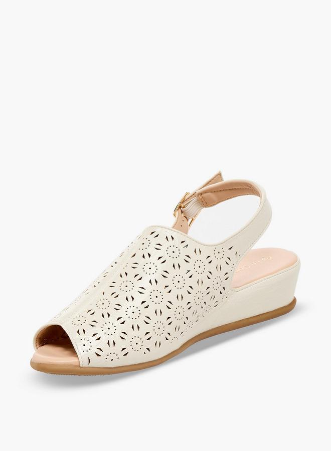 Le Confort Laser Cut Peep Toe Comfort Sandals - Image 4