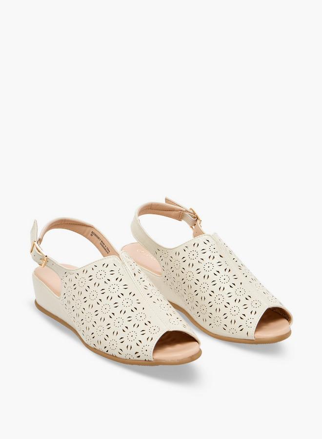 Le Confort Laser Cut Peep Toe Comfort Sandals - Image 1
